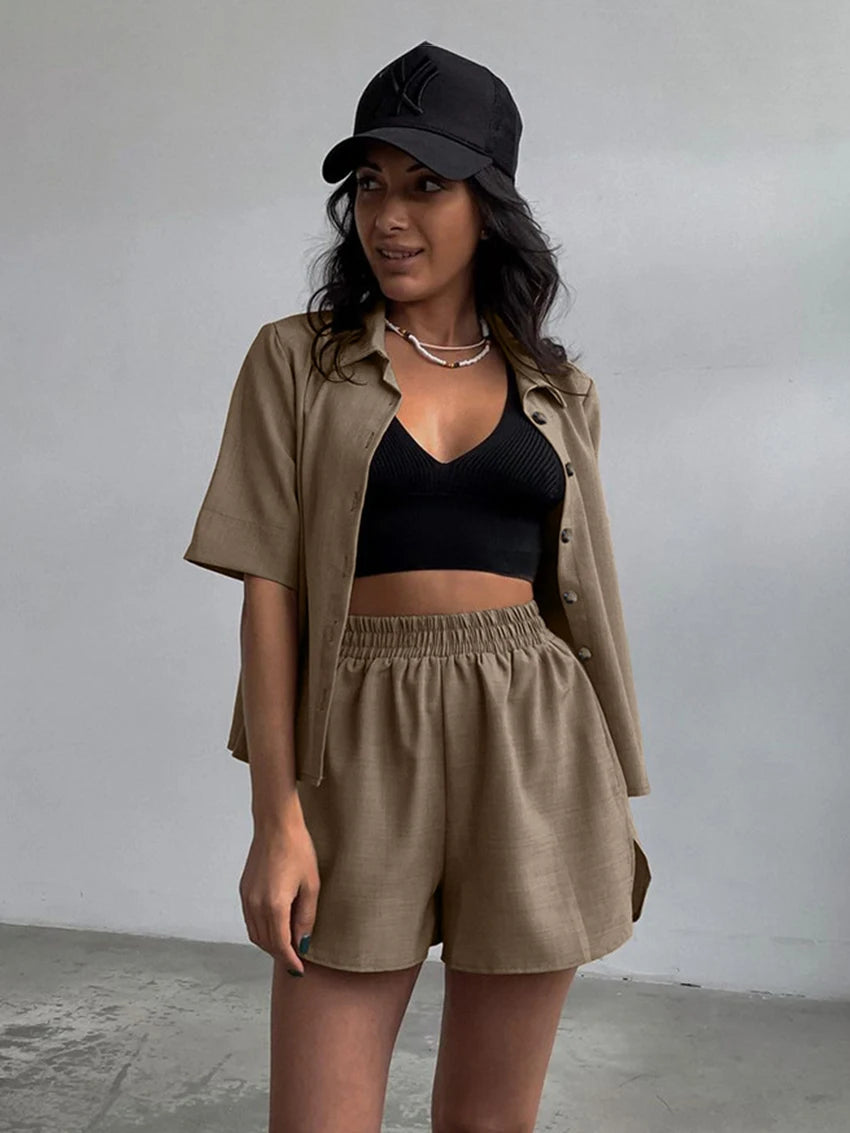 Women's High-Waist Shorts Pyjama Set