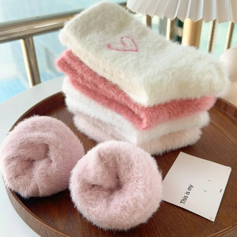 Women’s Fluffy Pink Heart Socks
