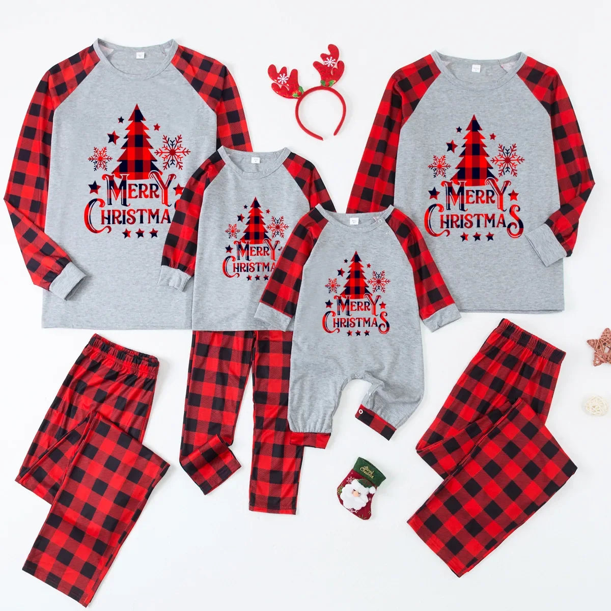 Matching Family Xmas Tree Print Pyjama Set