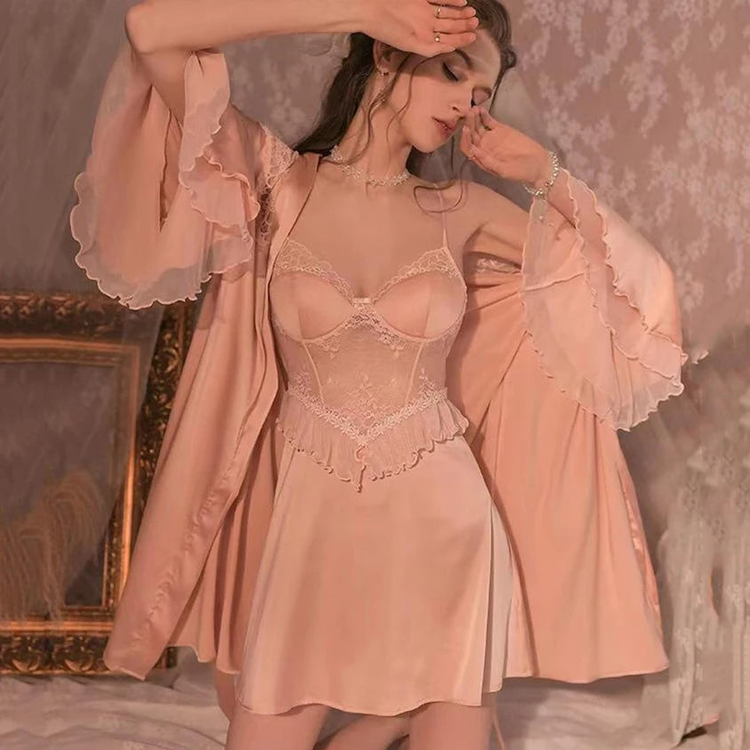 Pink Lace Wedding Robe