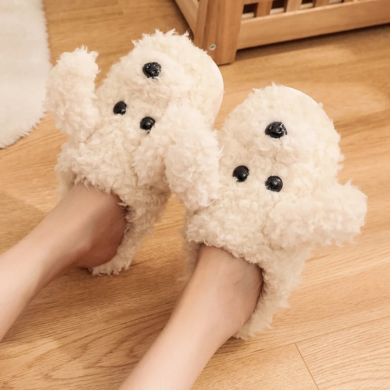 Women's Dog Plush Slippers