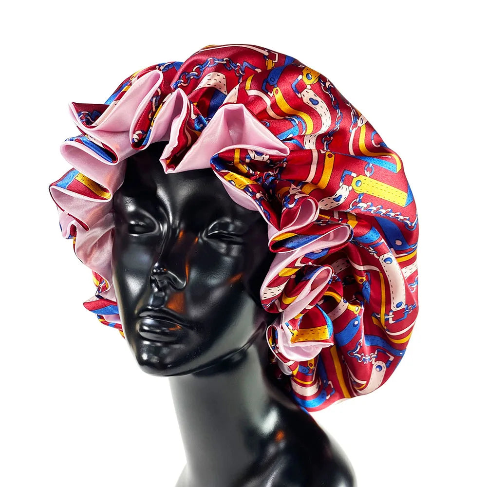 Double Layer Satin Bonnet Cap