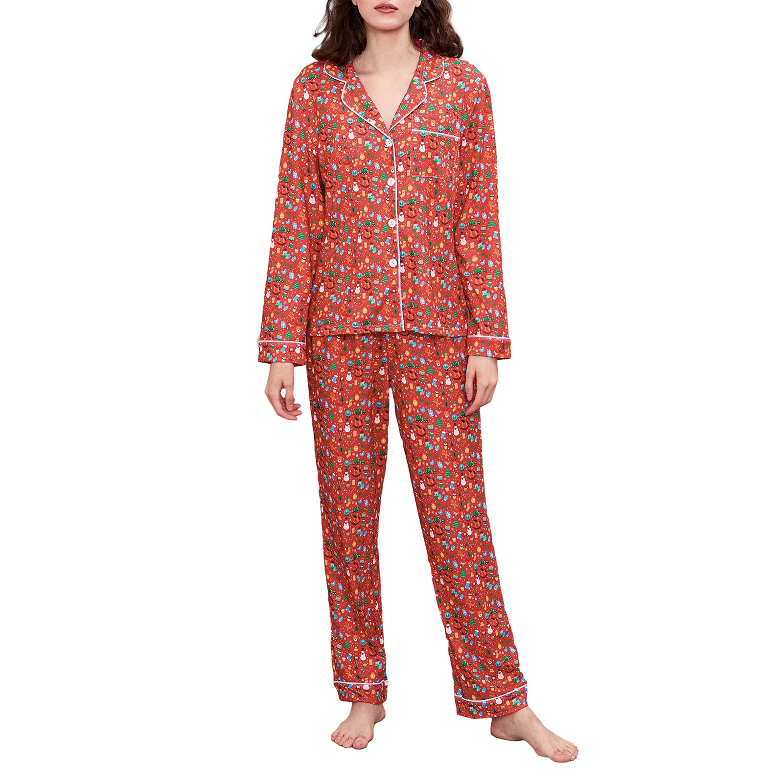 Women's Christmas Button Up Pj Set