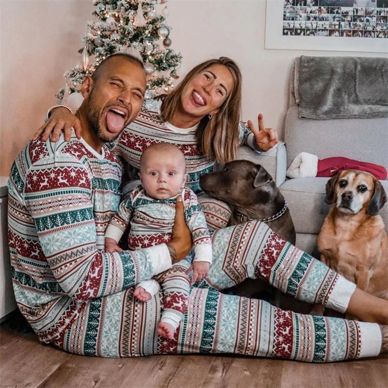 Deer Striped Family Matching Xmas Pyjama Set