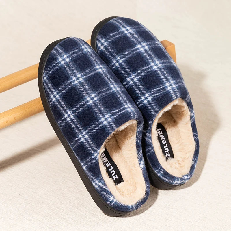 Men's Striped Fleece Slippers