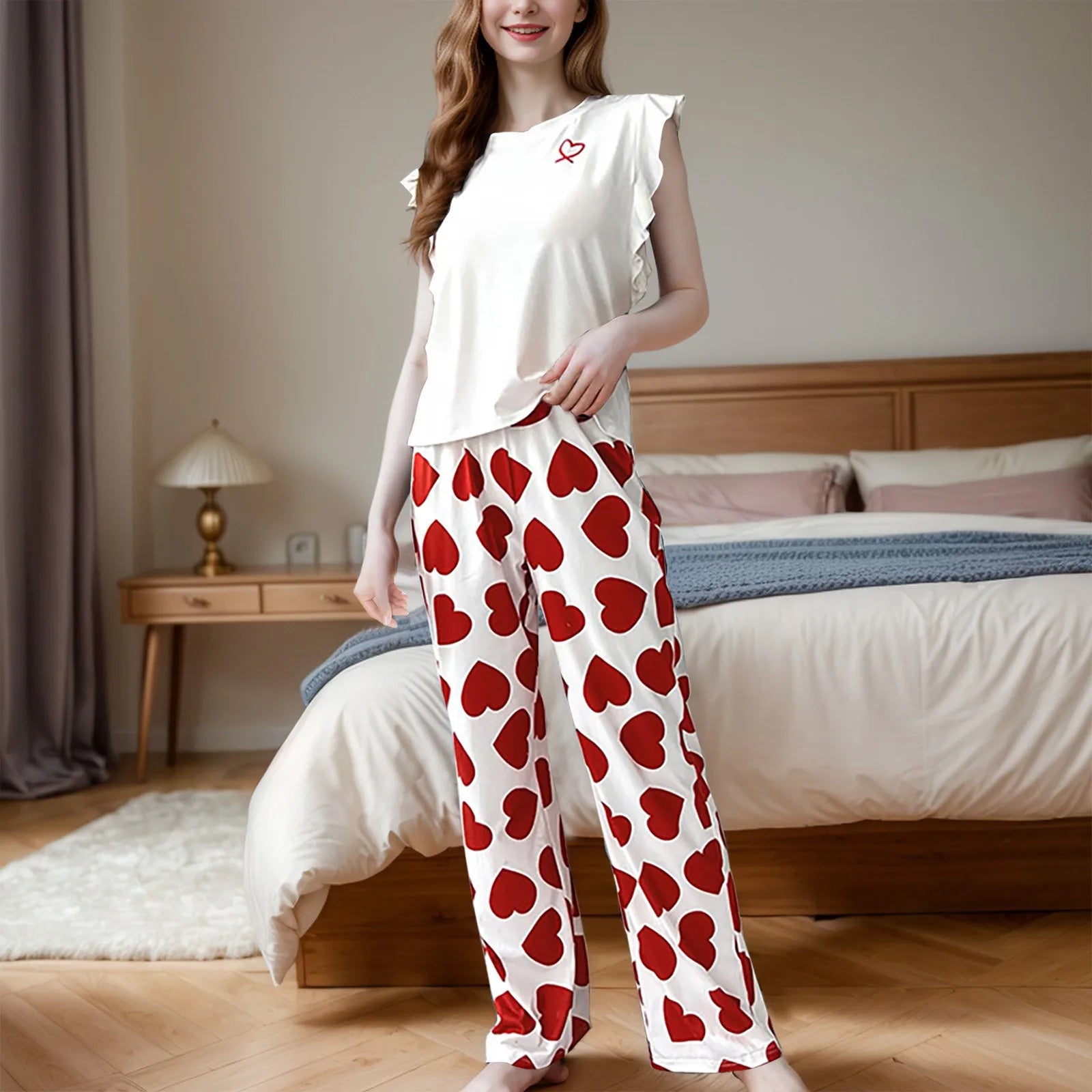 Women's Love Print Pyjama Set