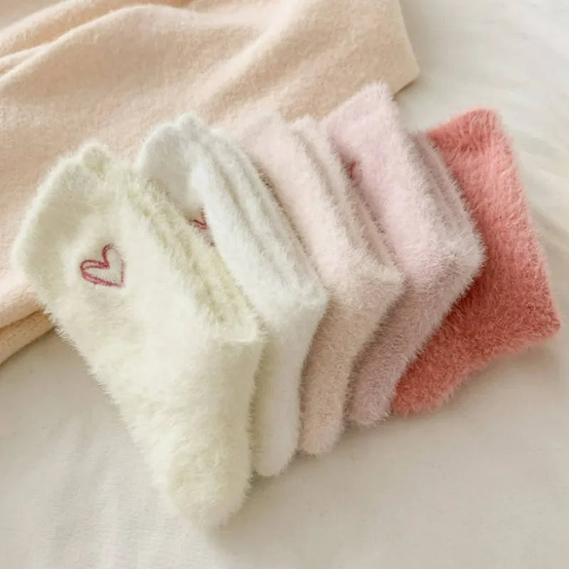 Women’s Fluffy Pink Heart Socks