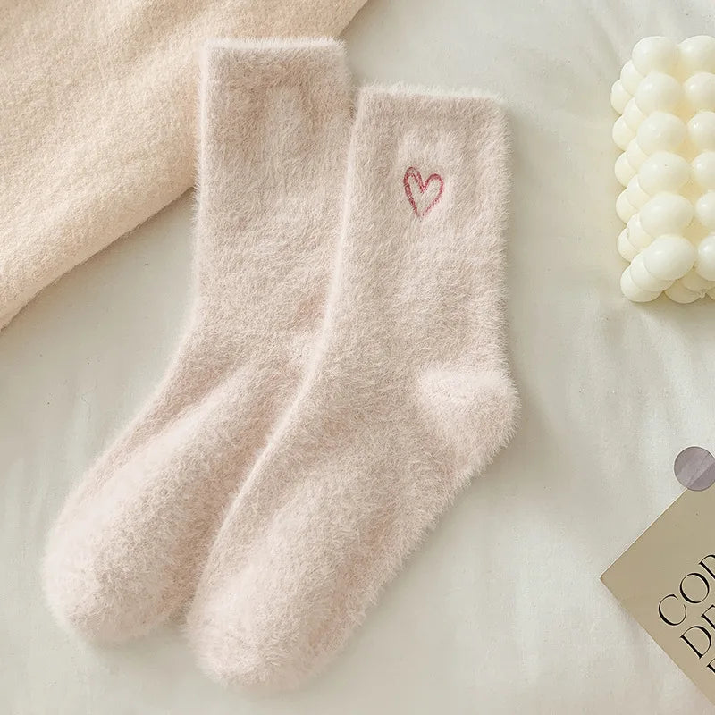 Women’s Fluffy Pink Heart Socks