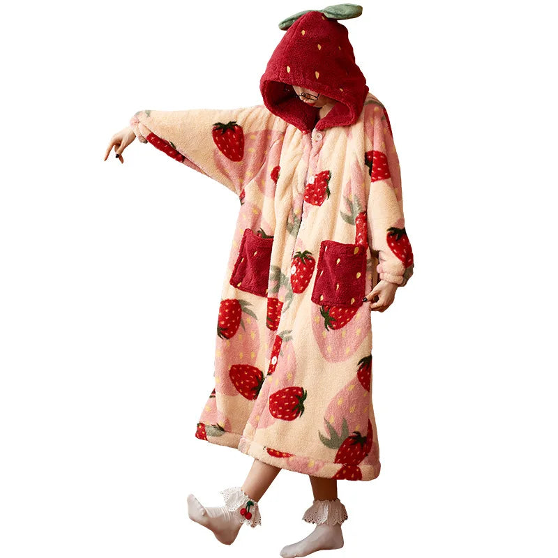 Sweet Strawberry Hooded Pyjama Jacket