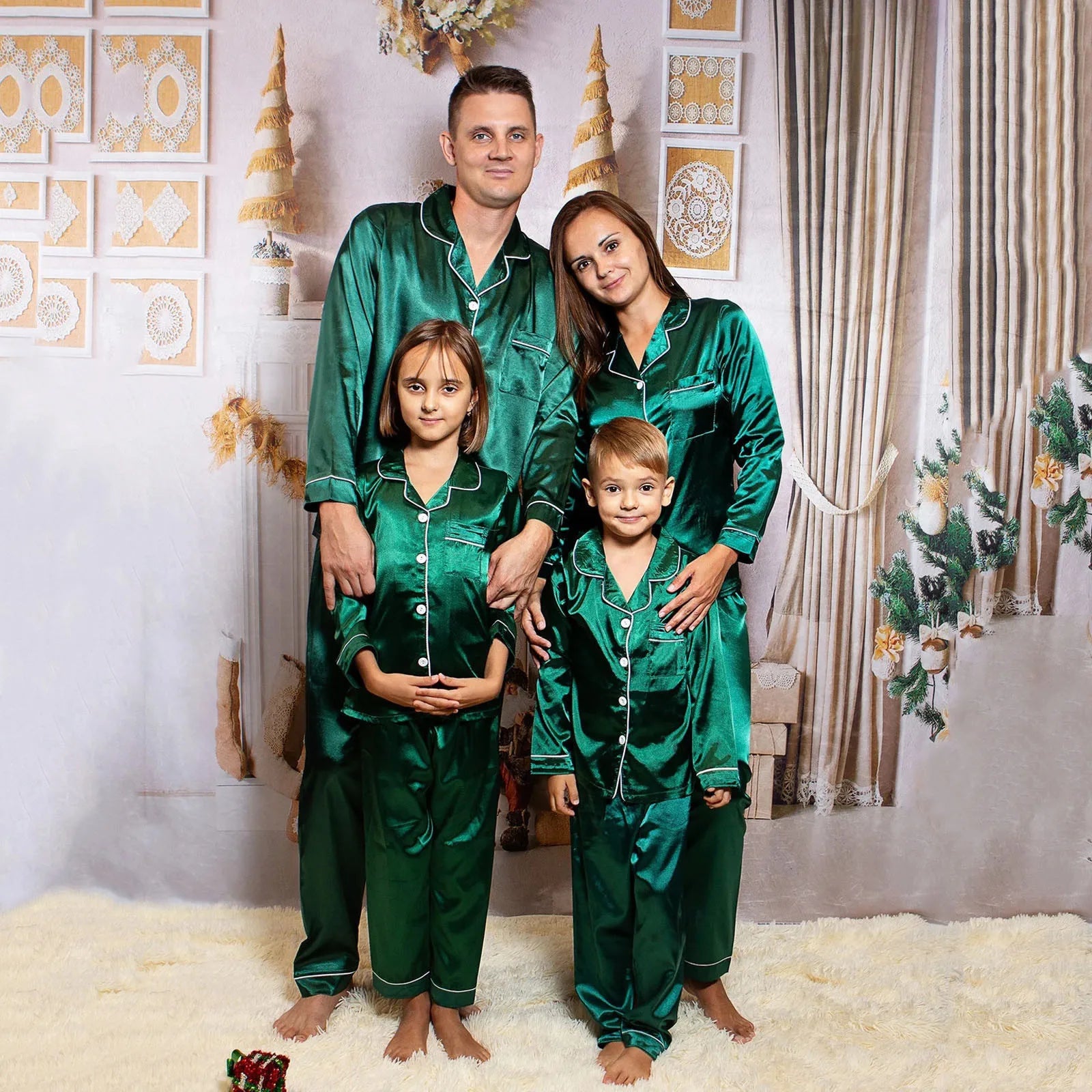 Matching Family Satin Christmas Pyjamas Set