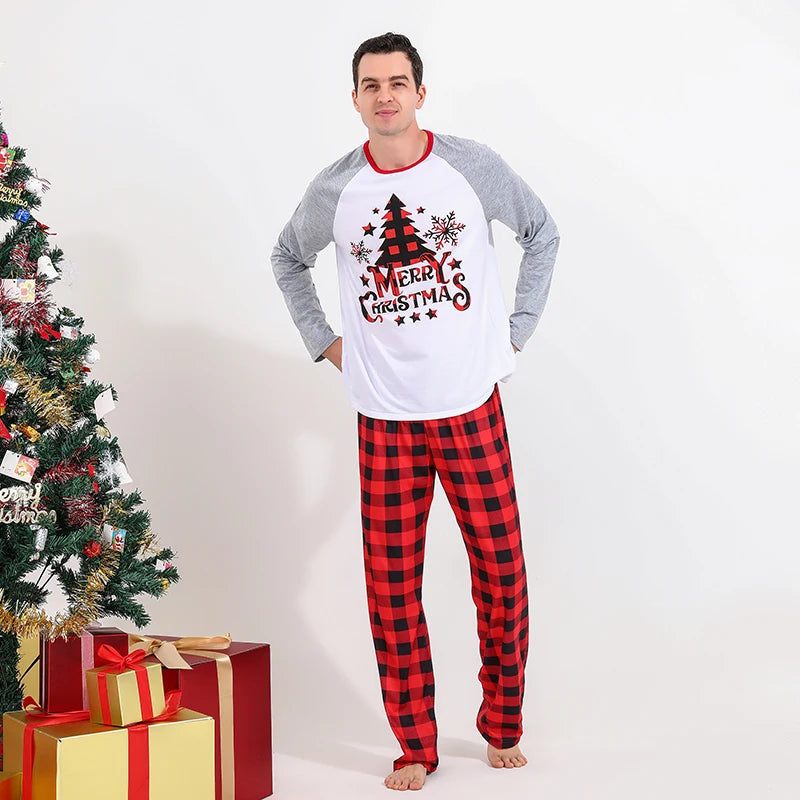 Red Tree Print Christmas Family Pyjama Set