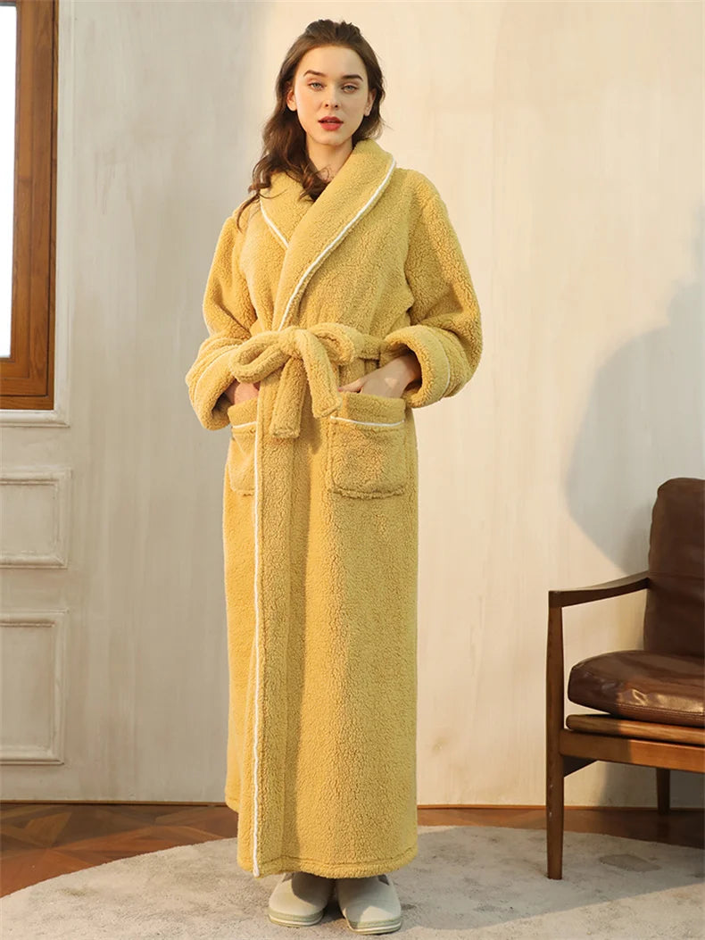 Women's Yellow Fluffy Dressing Gown