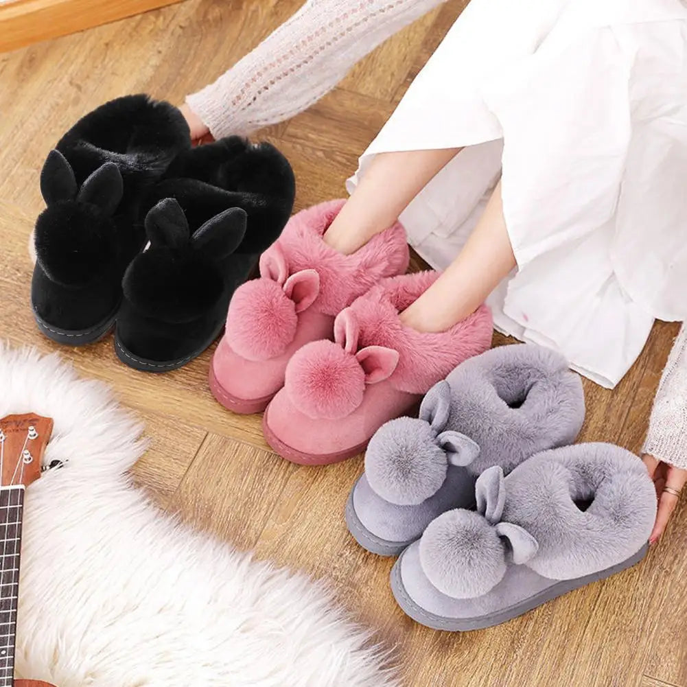 Women's Thick Sole Plush Bunny Slippers
