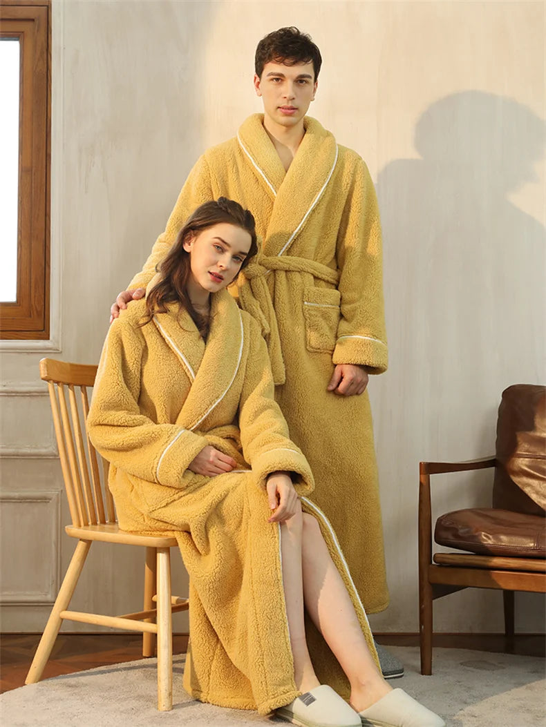 Men's Yellow Fluffy Dressing Gown