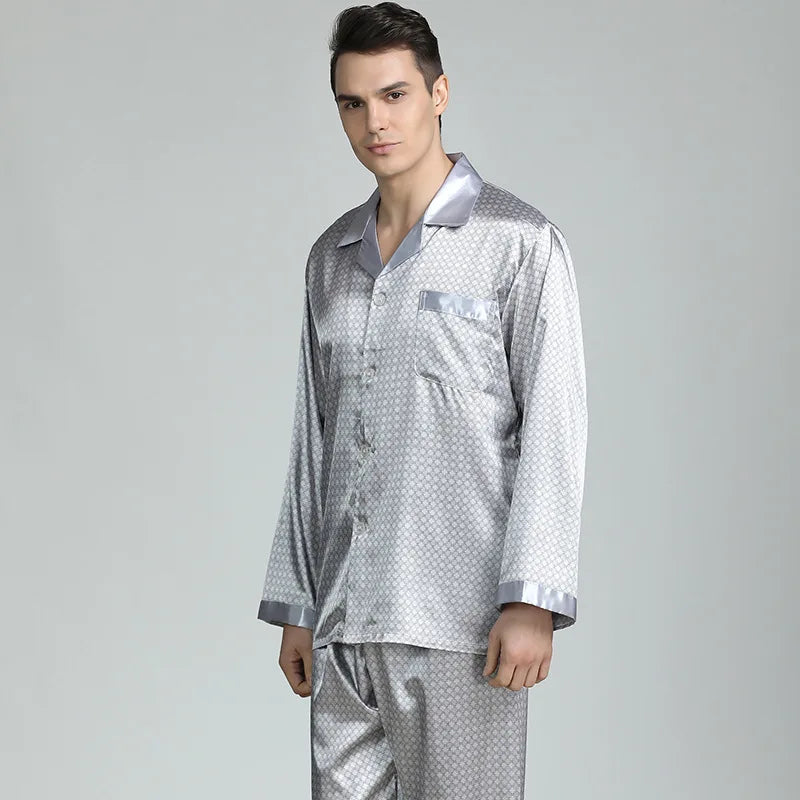 Long Sleeve Men's Silk Pyjamas