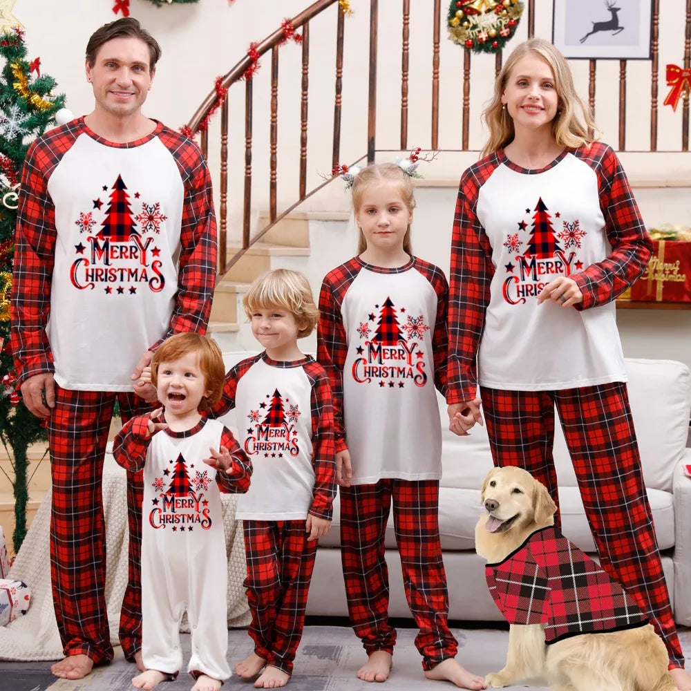 Red Plaid Christmas Tree Matching Pyjama Set