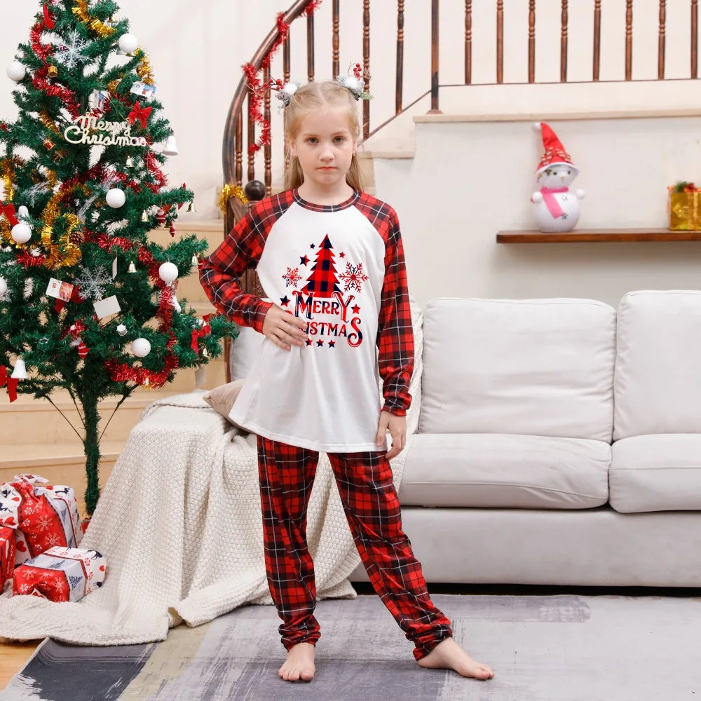 Red Plaid Christmas Tree Matching Pyjama Set