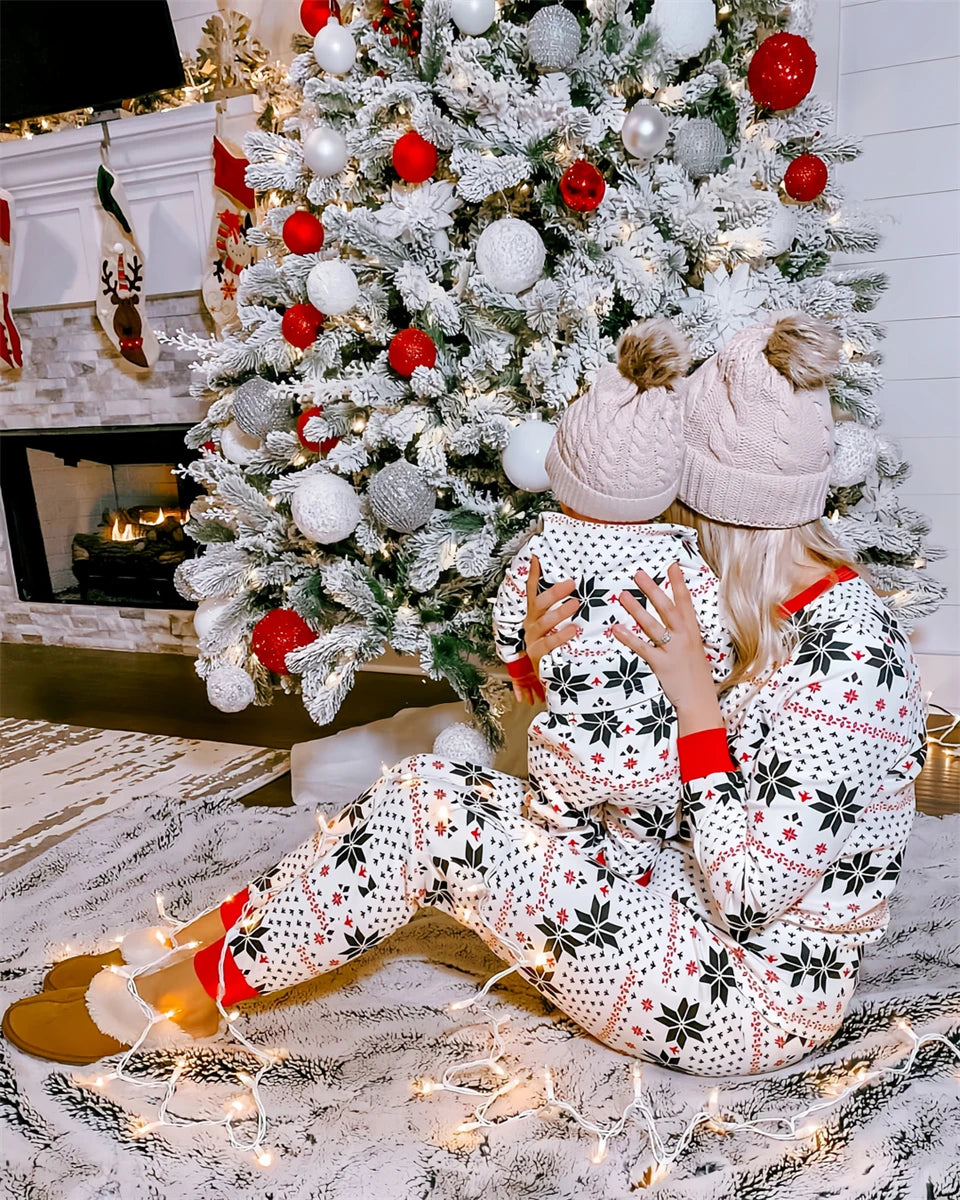 Grey Retro Print Christmas Pyjamas Set
