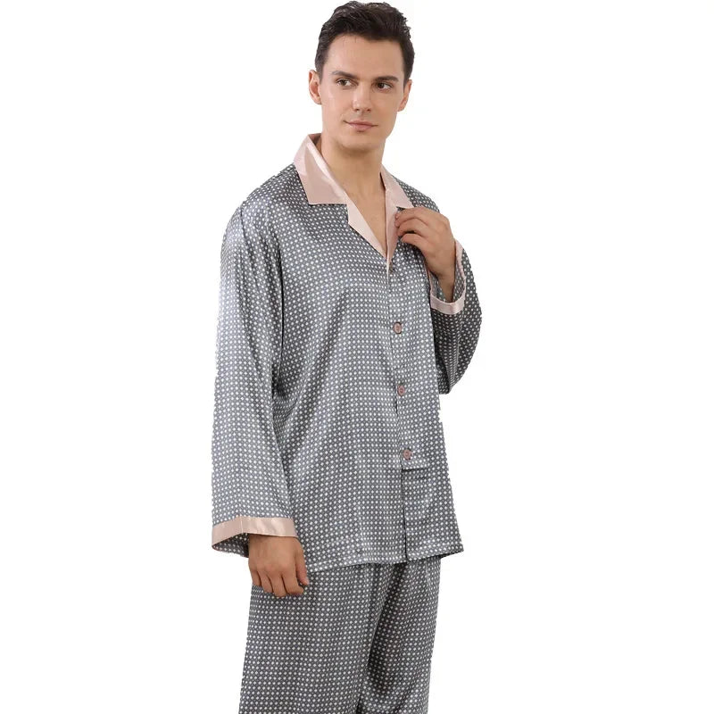 Long Sleeve Men's Silk Pyjamas