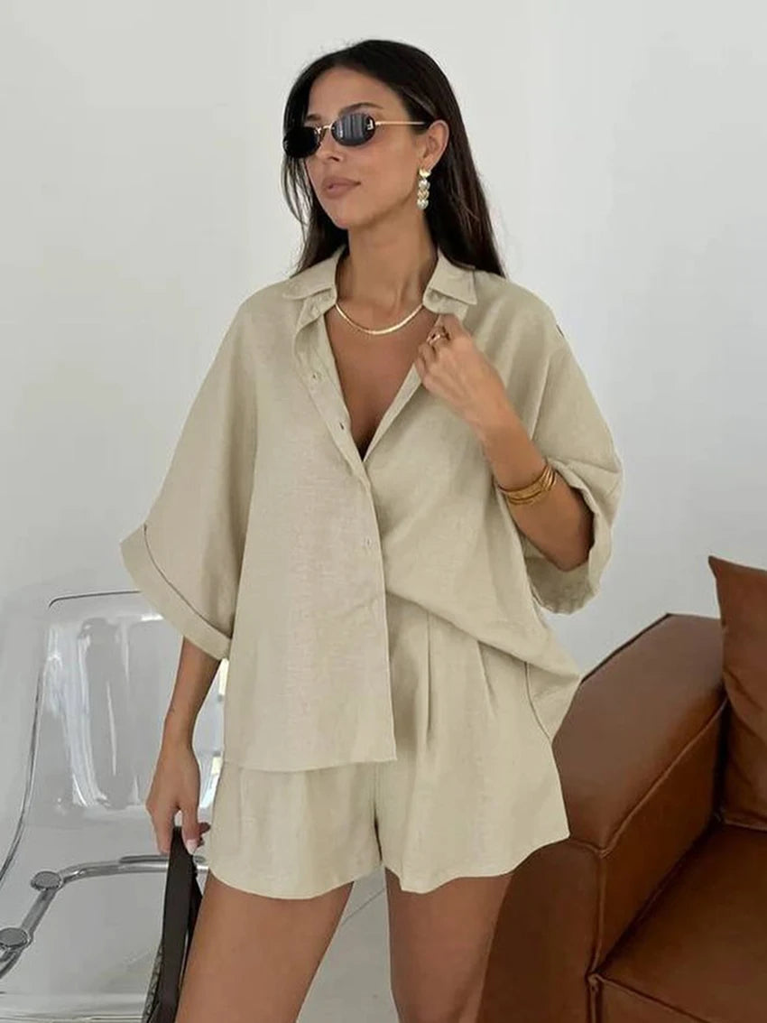 Women's Collar Half Sleeve Pyjama Set