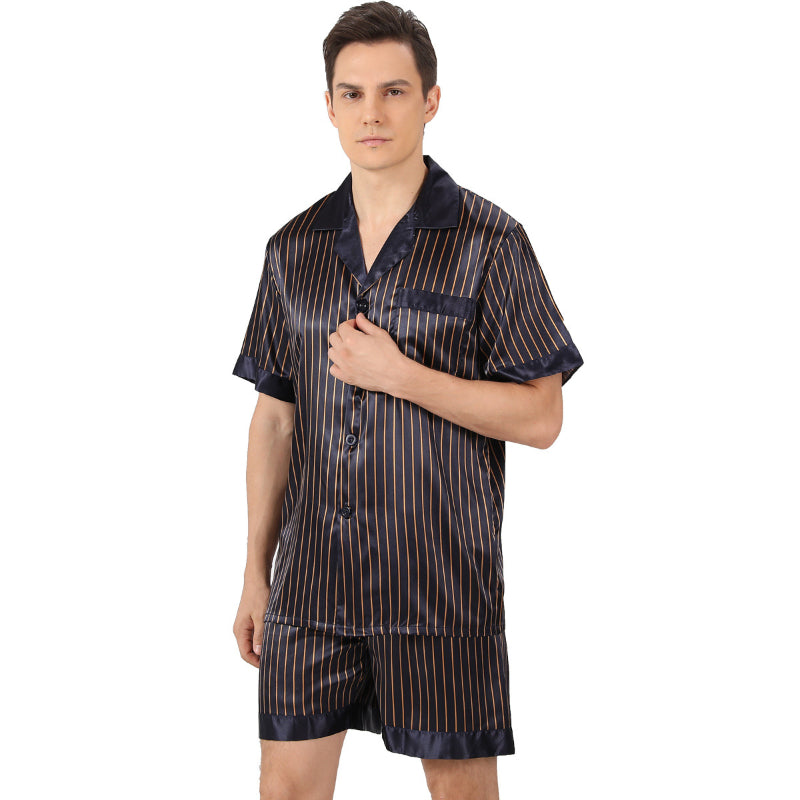 Men's Classic Striped Satin Pyjama Set