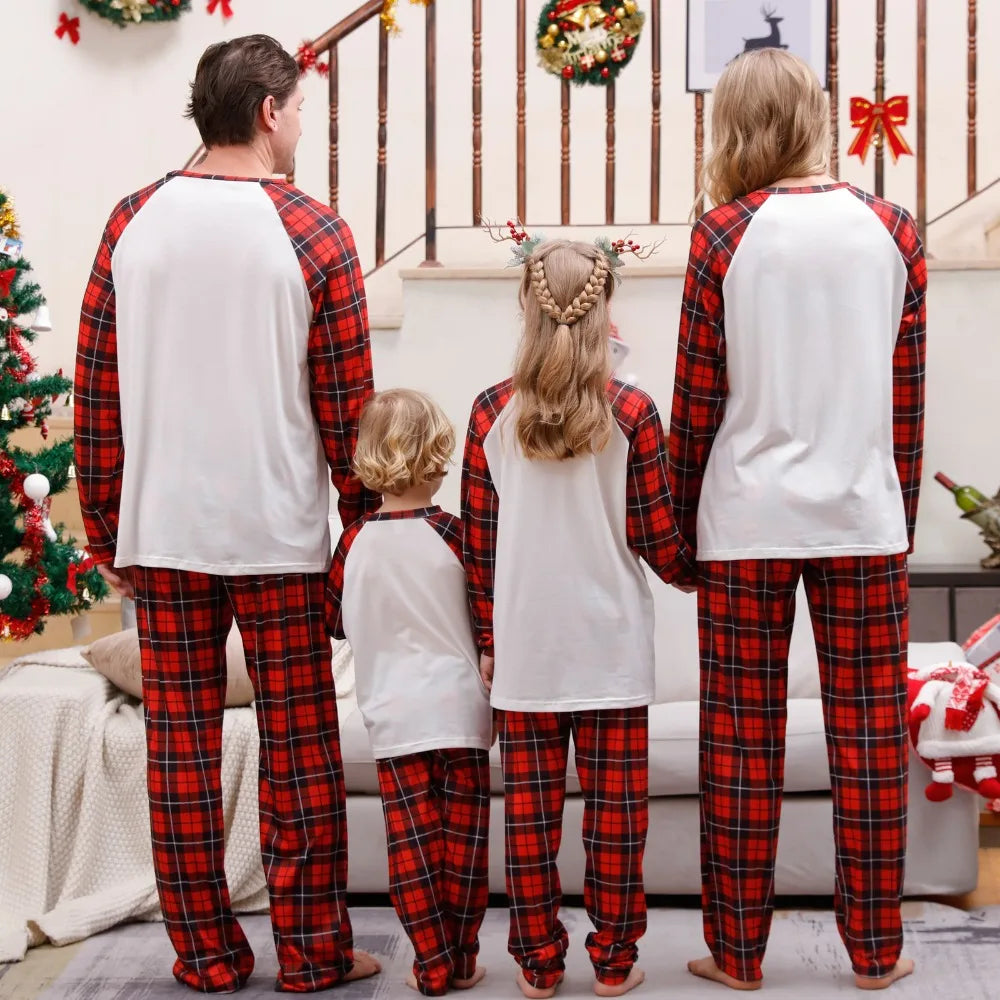 Red Plaid Christmas Tree Matching Pyjama Set