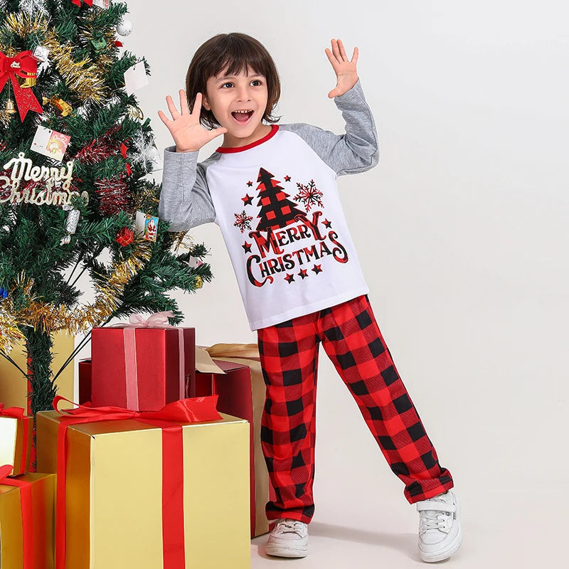 Red Tree Print Christmas Family Pyjama Set