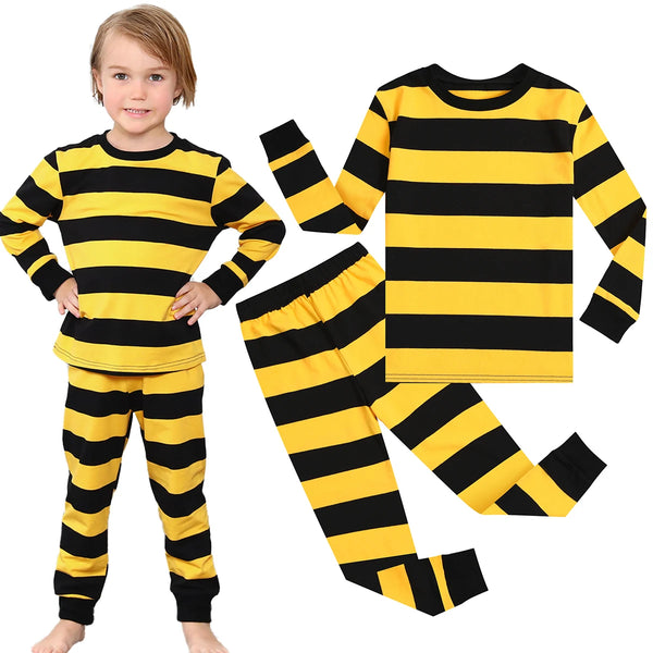 Kids Yellow Striped Pyjama Set