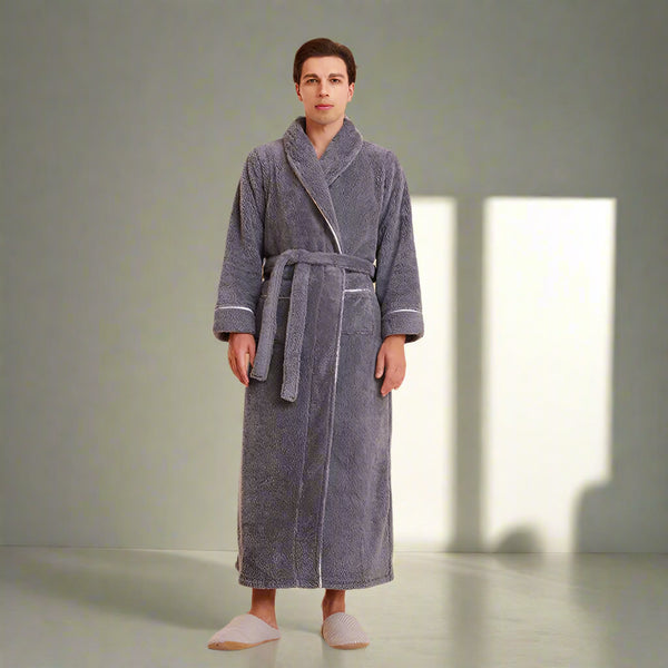 Men's Dark Grey Fluffy Dressing Gown