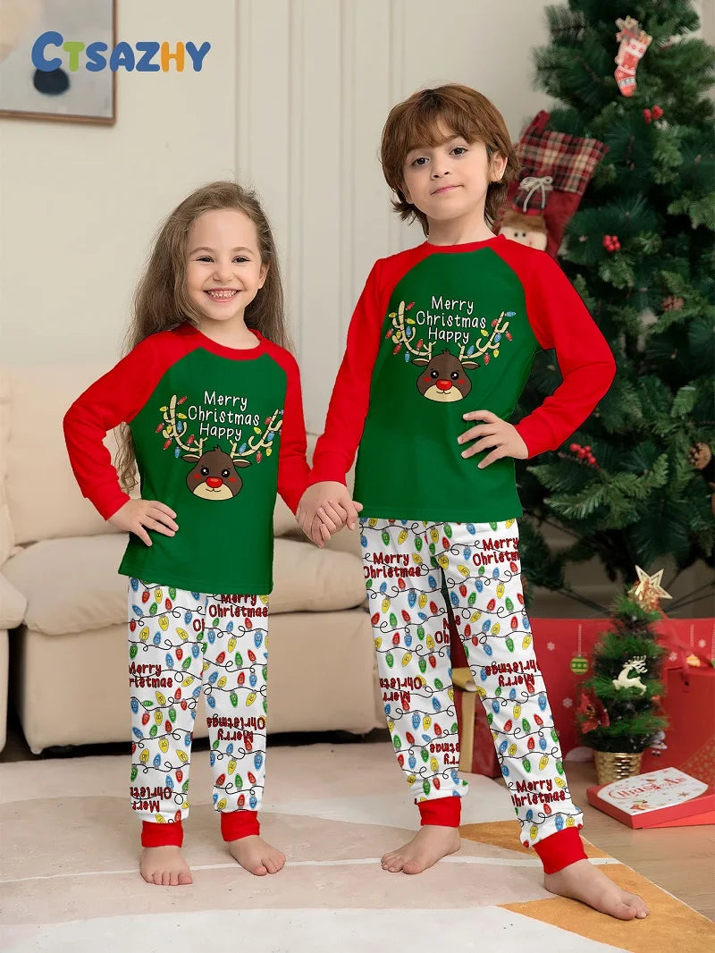 Christmas Family Happy Reindeer Pyjama Set