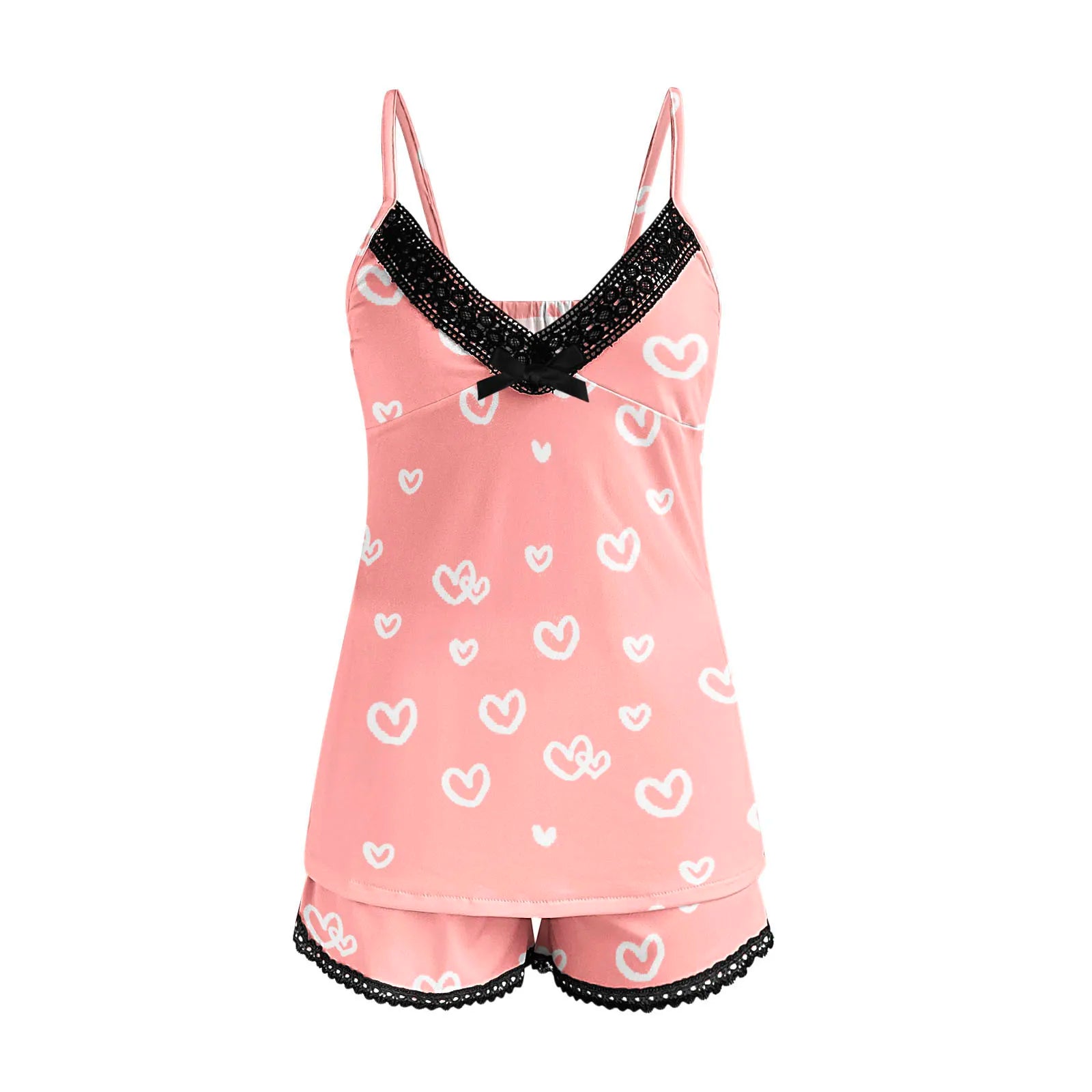 Sexy V-Neck Satin Pyjama Shorts Set