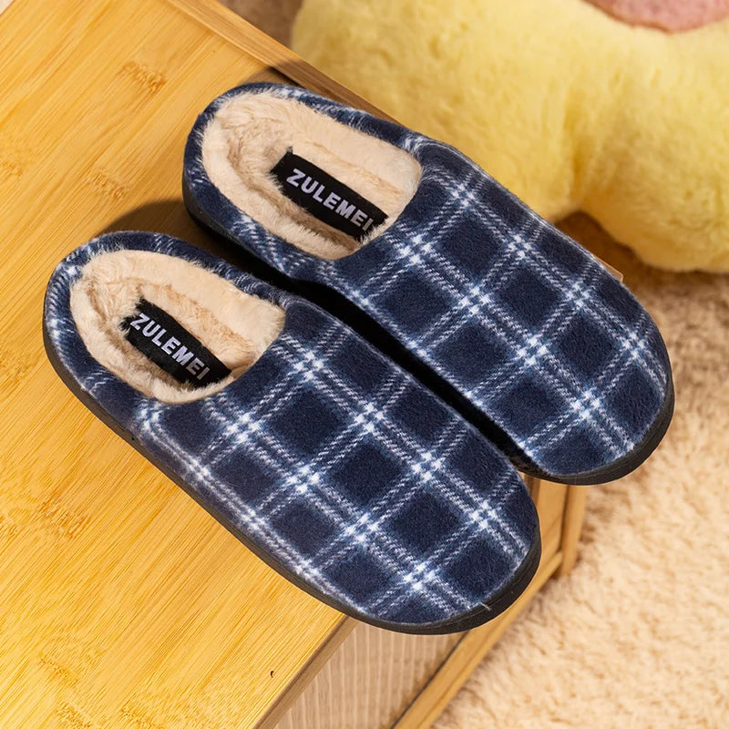 Men's Striped Fleece Slippers