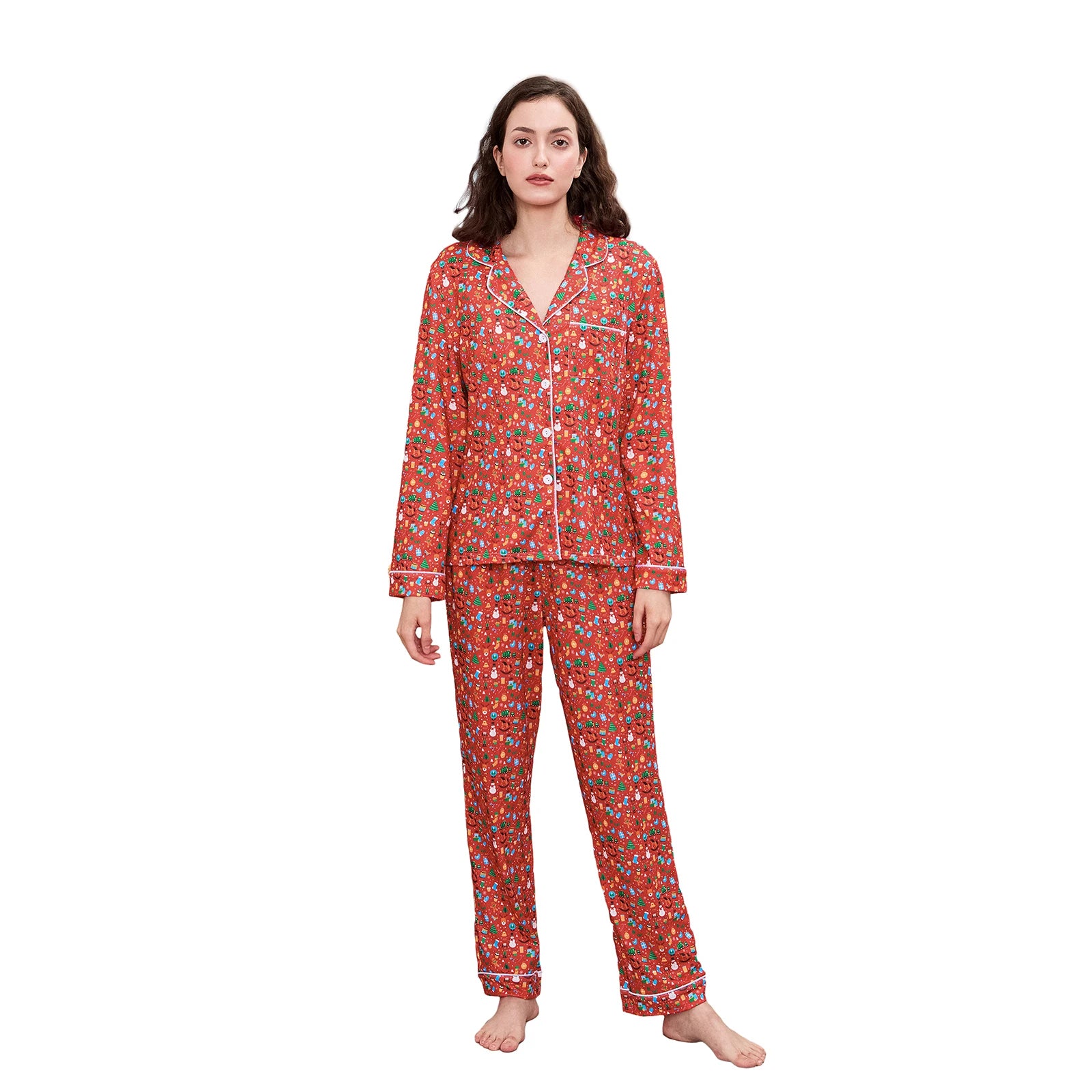 Women's Christmas Button Up Pj Set