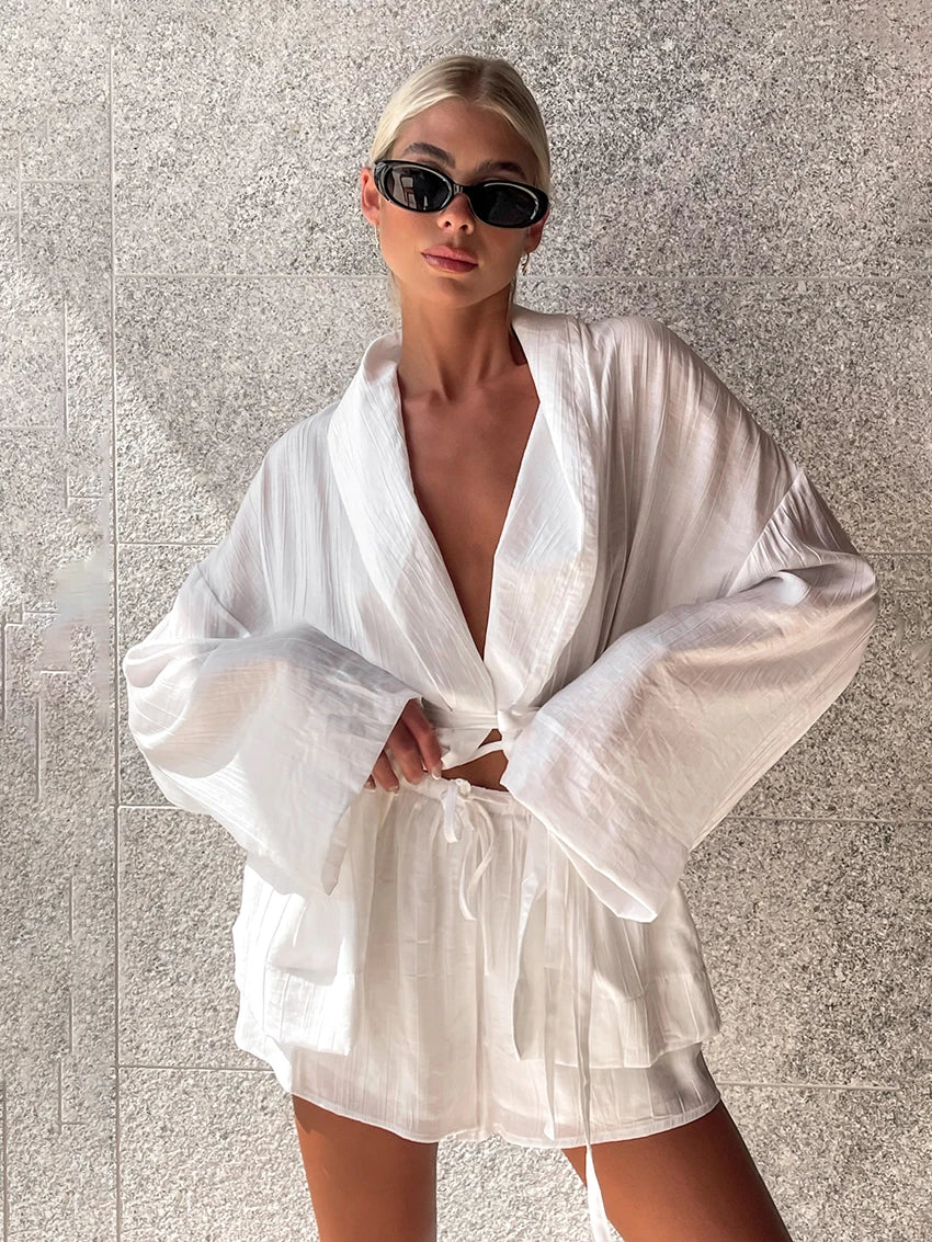 White Women Pyjama Short Set