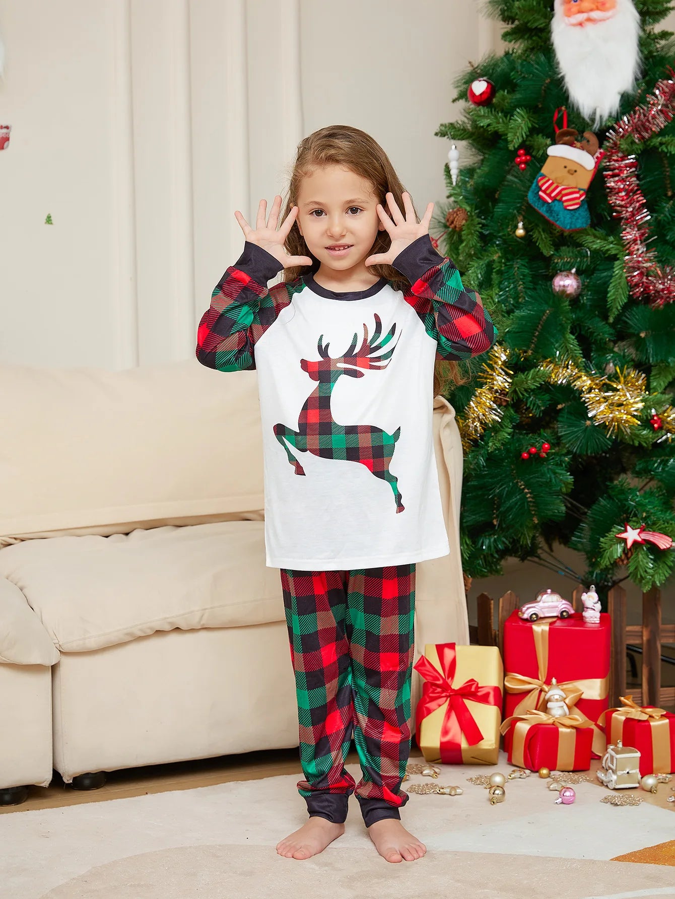 Red & Green Plaid Christmas Family Pyjama Set