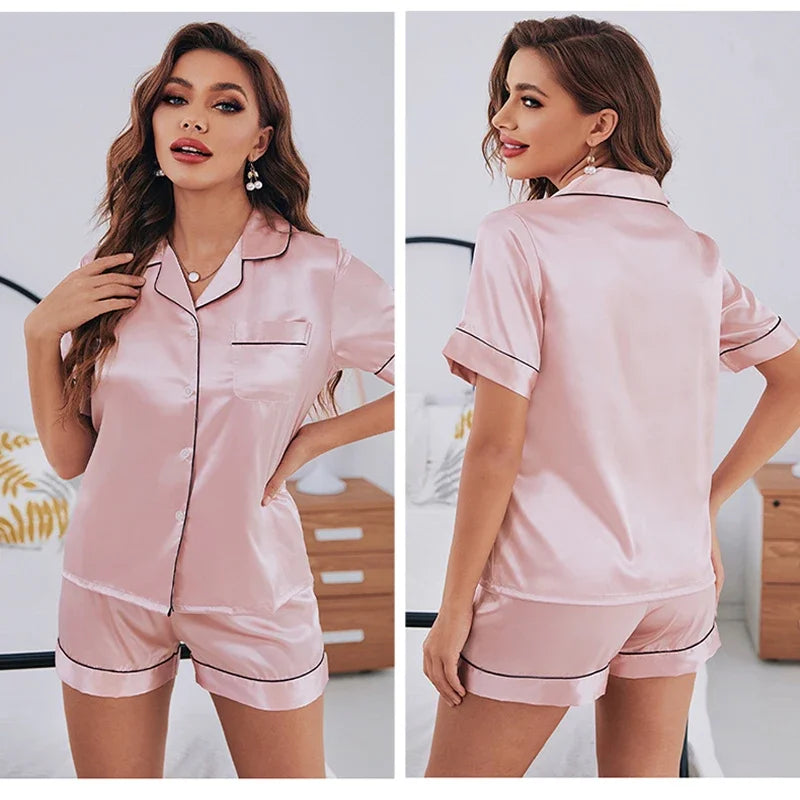 Women's Silk Short Sleeve Shorty Pyjama Set