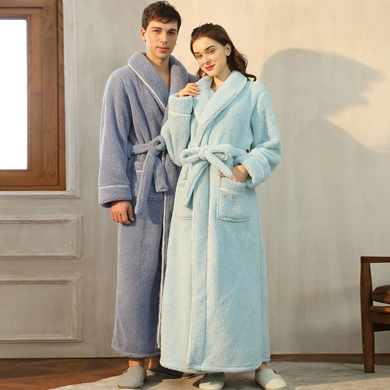Men's Cyan Fluffy Dressing Gown