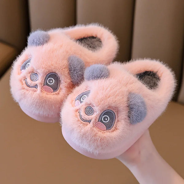 Kids Pink Panda Slippers