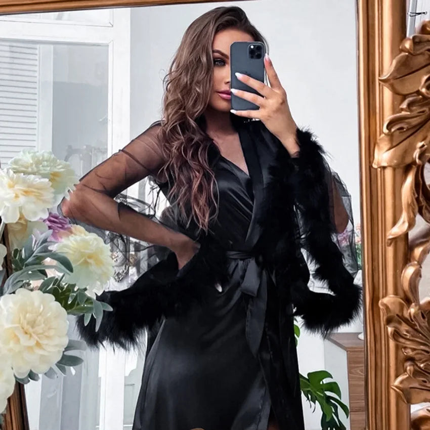 Women's Feathered Dressing Gown