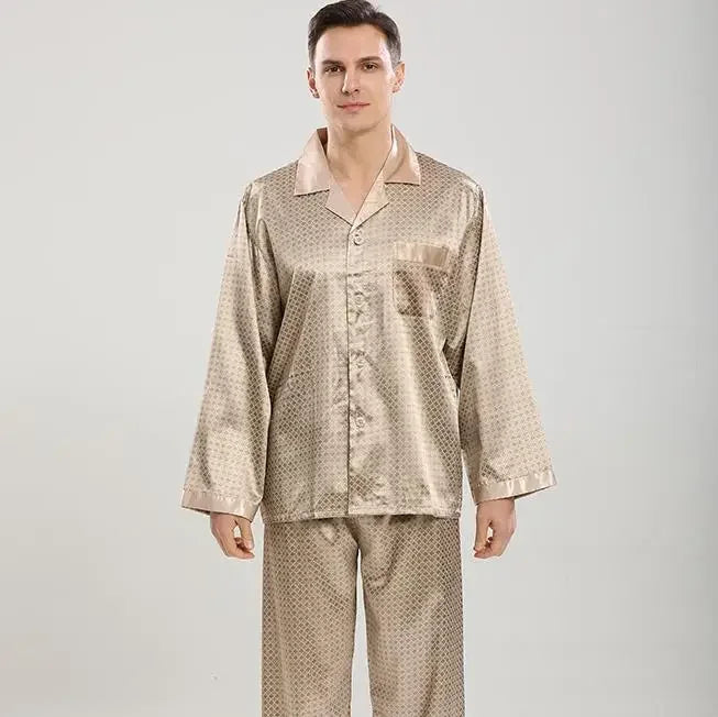 Men's Long Sleeve Silk Pyjamas Set