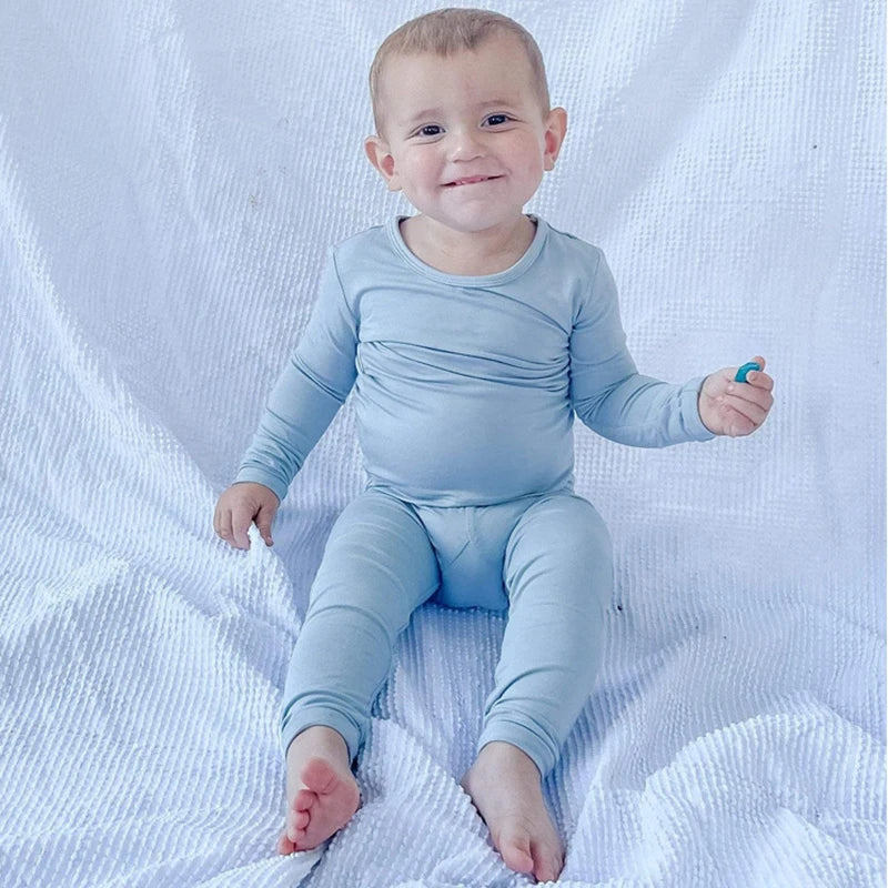 Blue Long Sleeve Bamboo Kids Pyjama Set