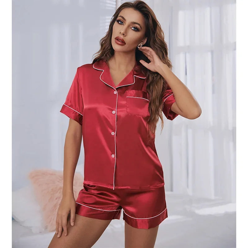 Women's Silk Short Sleeve Shorty Pyjama Set