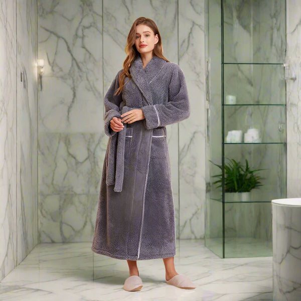 Women's Dark Grey Fluffy Dressing Gown