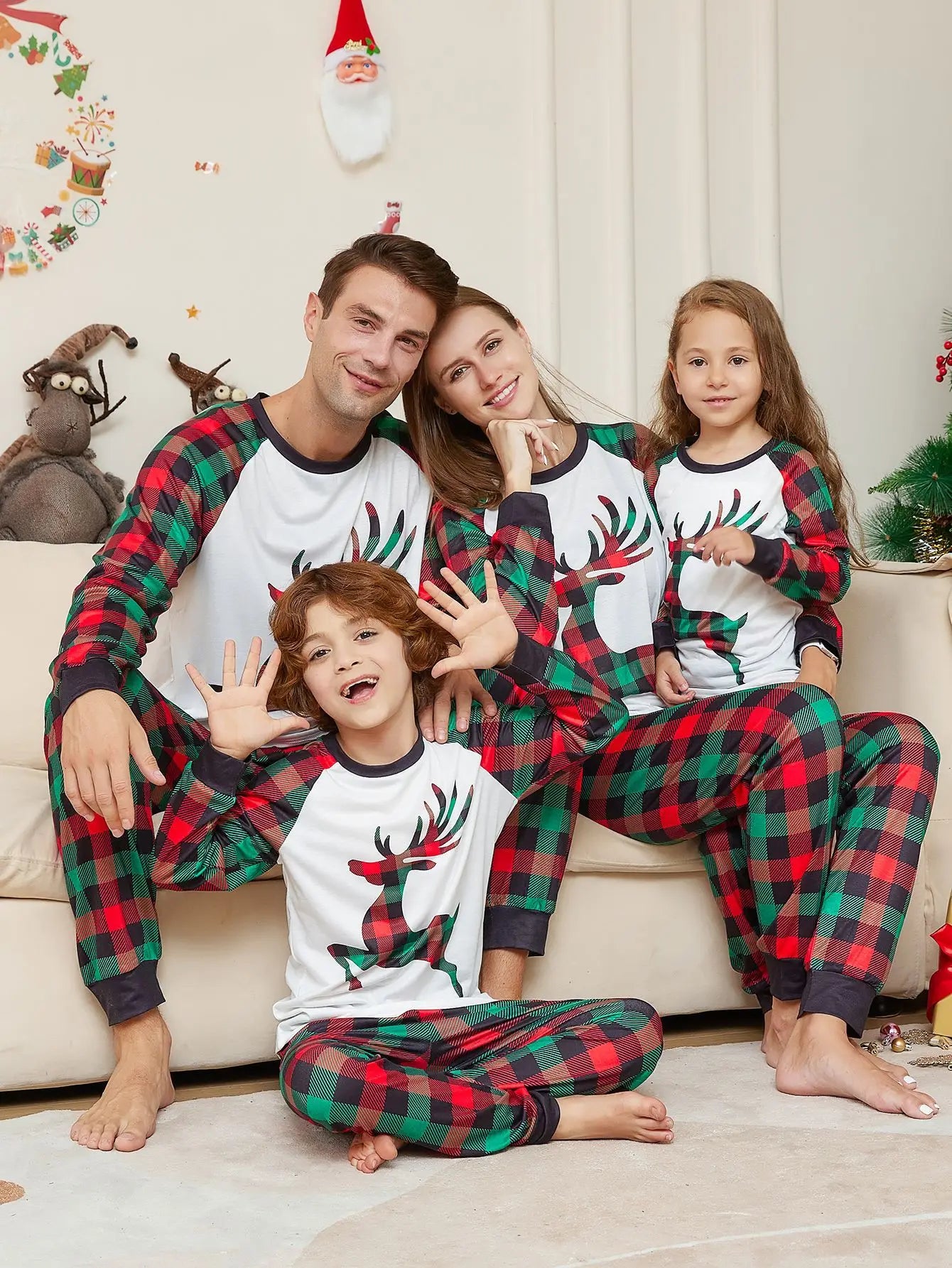Red & Green Plaid Christmas Family Pyjama Set