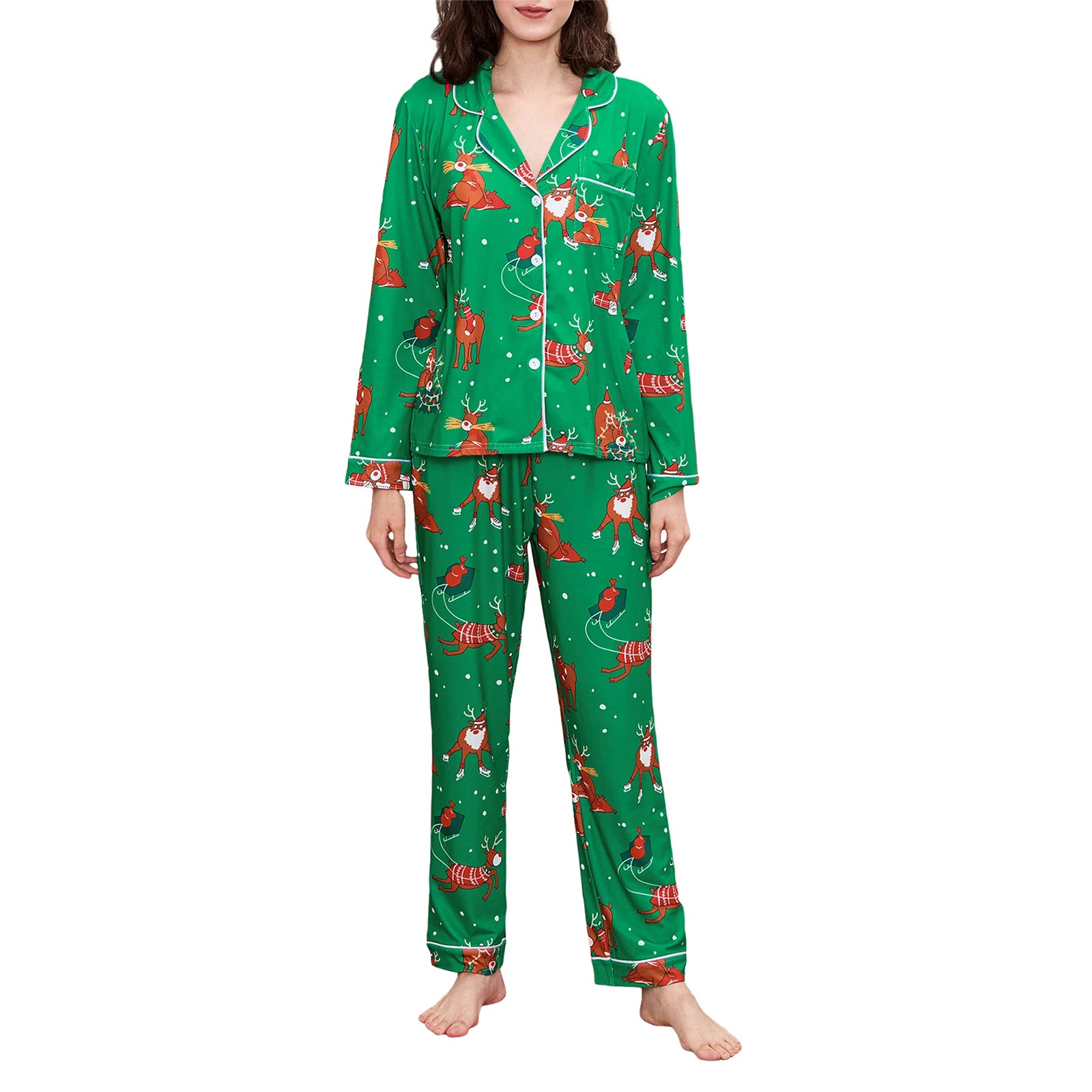Women's Christmas Button Up Pj Set