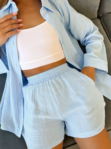 Women's Long-sleeved & Short Pyjamas Set