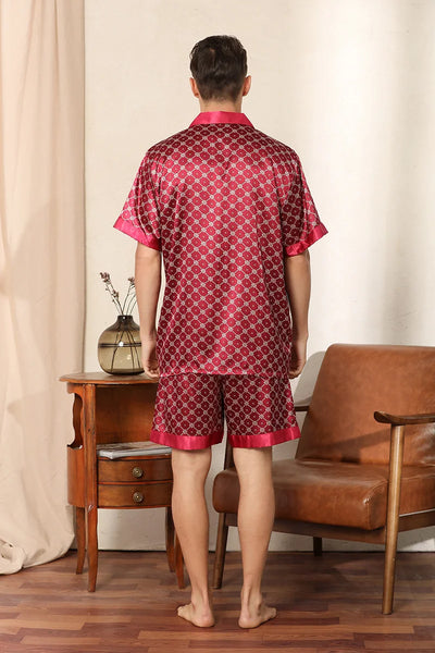 Men's Deep Red Satin Silk Pyjama Set