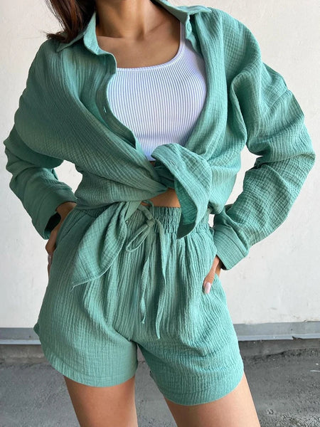 Women's Long-sleeved & Short Pyjamas Set