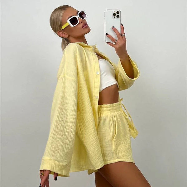 Women's Long-sleeved & Short Pyjamas Set