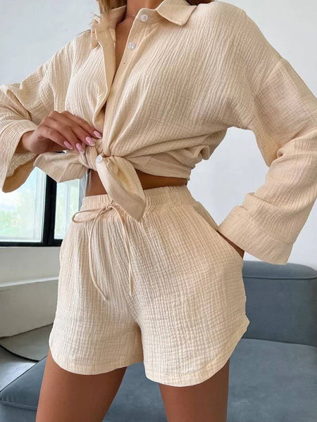 Women's Long-sleeved & Short Pyjamas Set